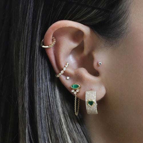 Emerald Evil Eye Chain Earrings